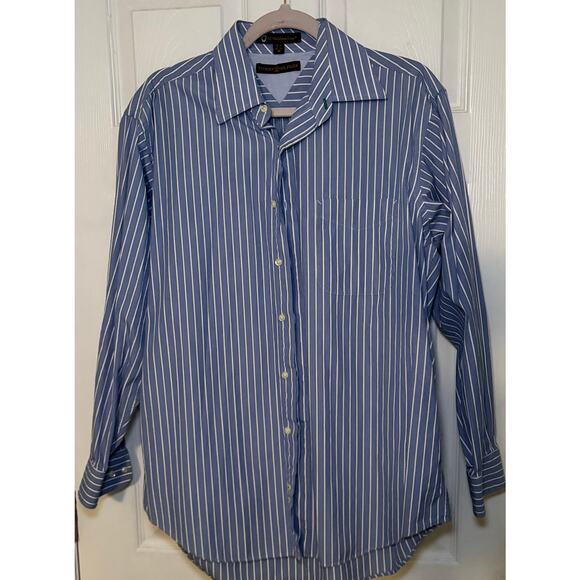 Tommy Hilfiger men’s blue and white striped button up size medium - Picture 1 of 3
